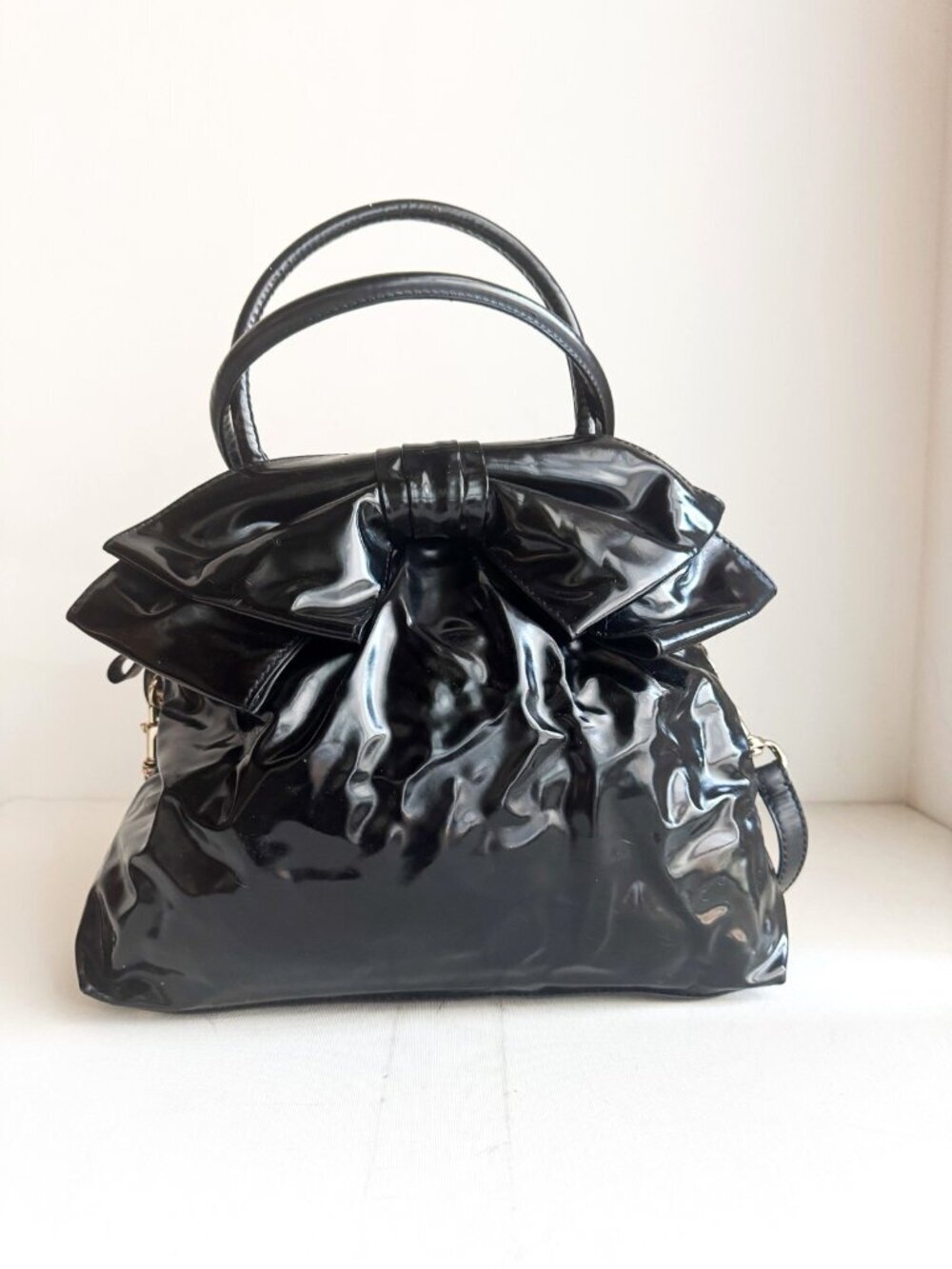 Valentino Garavani Patent Leather Large Bow Top Handle Bag